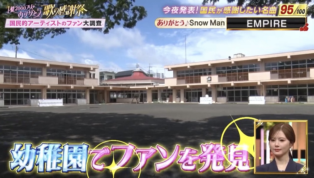 杉野幼稚園の園舎がバッチリ映りました！この日の朝は大雨だったのですが、撮影の方が帰るころにはこんなに晴れました